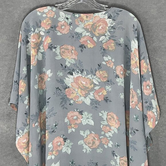 Torrid Cardigan Floral Kimono Womens 1X‎ Multicolor Sheer Open Front Lightweight - Picture 7 of 13